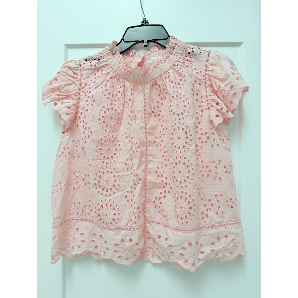 Jennifer & Grace Eylet Pink Lace Blouse – Size M